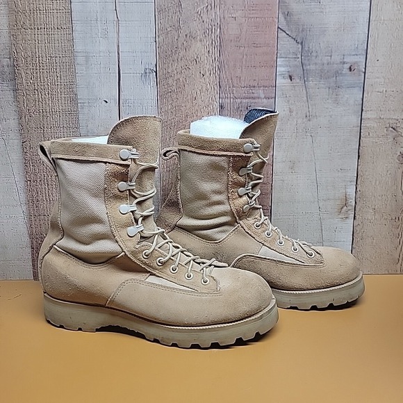 McRae Coyote Desert Tan Suede Leather GoreTex Vibram Lace-up Combat Work Boots - Picture 3 of 10